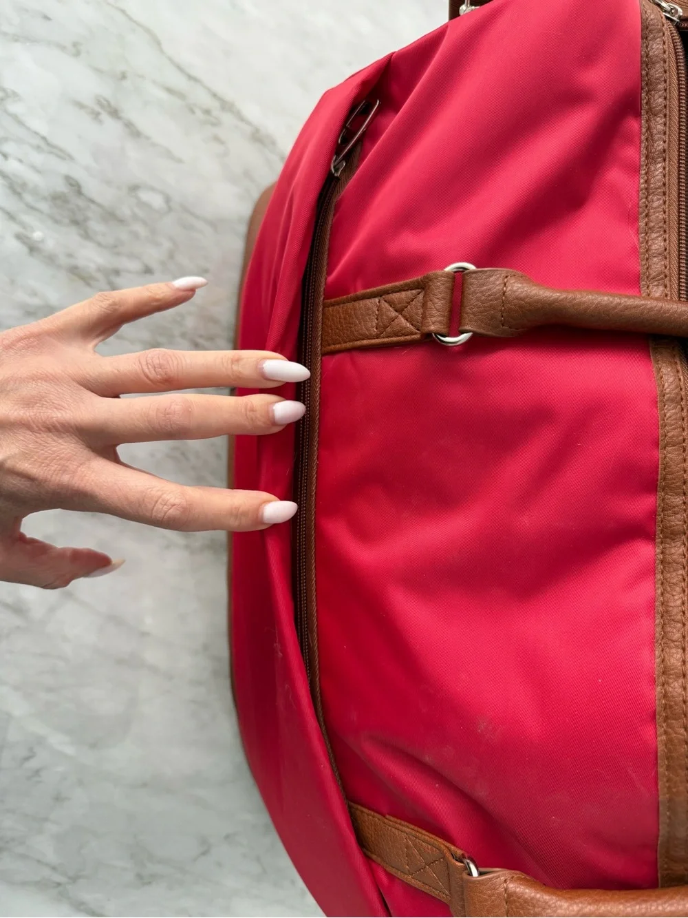 Red Weekend Duffel Bag with Brown Accents -Lucas Luggage for Hard Rock Casino